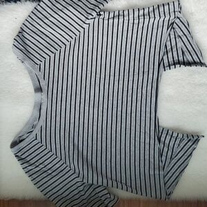 We The Free Gray and Black Striped Cropped Top